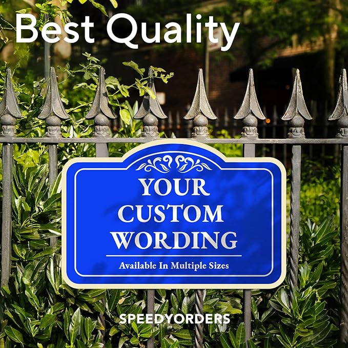 Custom Decorative Outdoor Metal Sign - Personalized Aluminum Driveway Sign, Waterproof, Made In USA - Design 1 Blue Steel 30x24 In