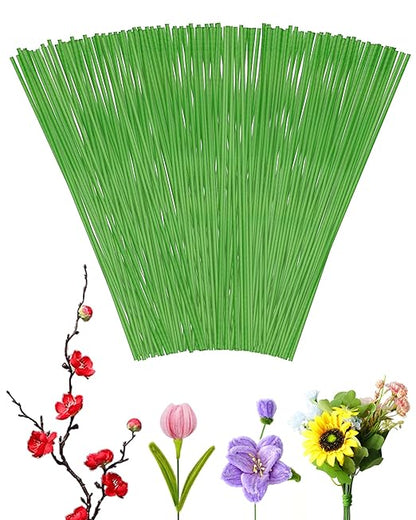 50 PCS FIVEIZERO 16 Gauge LightGreen Floral Wire Stems for Artificial Flower Making, Florist Wires for Crafts, Wreaths, Flower Arrangements and DIY Projects