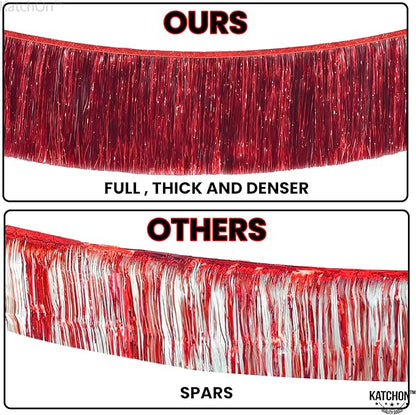 KatchOn, XtraLarge Red Fringe Banner - Pack of 2 | Ceiling Tinsel for Red Streamers Party Decorations | Streamers for Cherry Party Decorations, Bridal Shower Decor, Halloween, Christmas Decorations