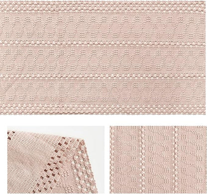 Artoid Mode Pink Farmhouse Woven Rustic Hollow Table Runner, Seasonal Holiday Kitchen Dining Table Decoration for Home Party Decor 12x36 Inch