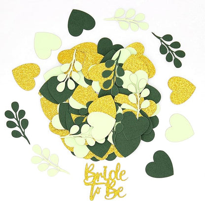 200PC Sage Green Bachelorette Party Decorations Bridal Shower Confetti for Tables Heart and Sage Bride to Be Table Scatters for Engagement Wedding Decor Party Supplies