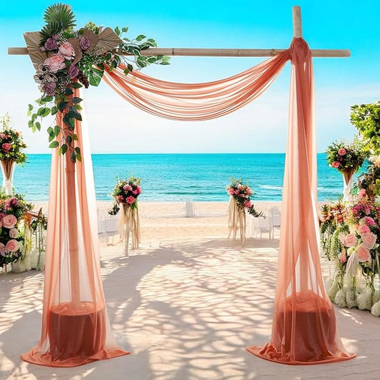 MDS Halloween Chiffon Draping Fabric - 2 Panel, 30" Wide x 40ft Long - Sheer Spooky Arbor & Canopy Drapery for Haunted House Backdrops, Party Ceilings, DIY Costumes & Themed Events - Terracotta