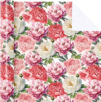 WRAPAHOLIC Floral Wrapping Paper Roll - Mini Roll - 17 Inch x 33 Feet - Red Pink Flower Wrapping Paper Perfect for Girls Women Birthday, Wedding, Bridal Shower