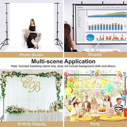 Photo Backdrop Stand 9ft x 10ft Photograhy Adjustable Background Stands Support Kit with Carry Bag for Photo Studio, Photoshoot, Parties, Photographic Equipments