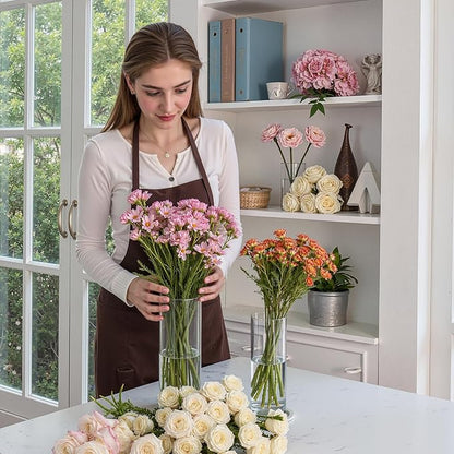48 Pcs Glass Cylinder Vases Set (4/6/8/10 Inch) – Modern Flower Vases for Centerpieces, Bud Vase Arrangements & Floating Candles – Wedding/Christmas/Home Decor Essentials