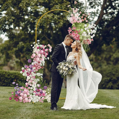 U+U 7.2FT Arch Backdrop Stand, Gold Arch Stand for Wedding Birthday Party Bridal Baby Shower Balloon Arch Decoration