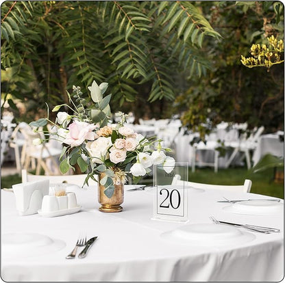 Acrylic Table Numbers 1-20 with Stand, Printed Black Font on 4x6 inch Acrylic, Clear Table Number Signs and Holders, Centerpiece for Events, Weddings, Reception, Party, Anniversary, and Decoration