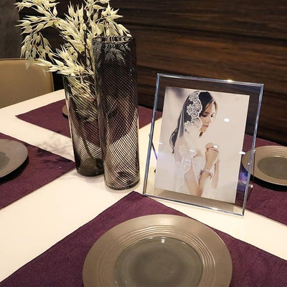 Silver Floating Frame (10"x12", Vertical), For Picture 9x11, 8.5x11, 8x10, Tabletop Shelf Photo Frame, Classy Gift For Festival, Wedding, Home or Office Décor