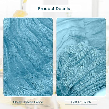 10 Pack Baby Blue Cheesecloth Table Runner 35x120 Inch 10Ft Rustic Gauze Cheese Cloth Table Runner Sheer Cheesecloth Table Runners for Wedding Party Bridal Shower Decoration