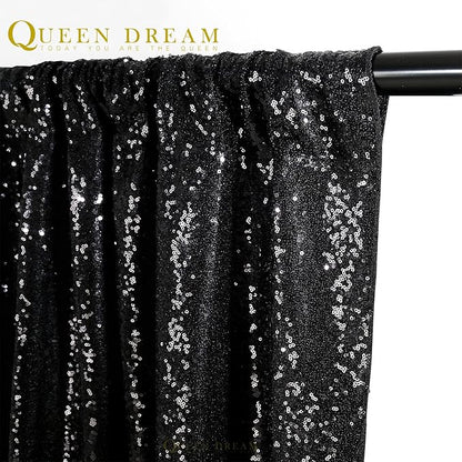 Black Sequin Backdrop 2 Panels 2FTx8FT Halloween Backdrop Curtains Party Decorations Birthday Wedding Photo Backdrop