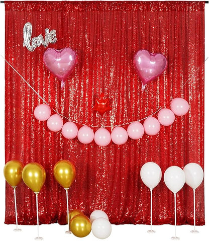 Poise3EHome Red Sequin Backdrop, 10Ft x 10Ft Glitter Photography Background Curtains for Party Wedding Birthday Christmas Valentines Day Decoration