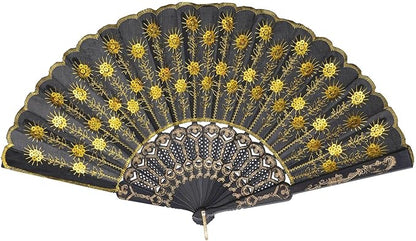 QIRMIZI 10 Pack Fabric Folding Handheld Fans, Perfect for Weddings, Parties, and Dancing,Yellow