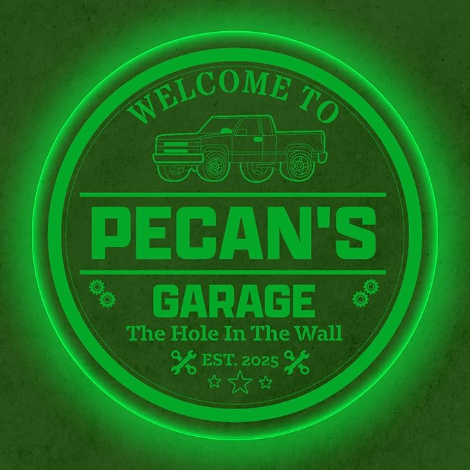 Custom Pickup Truck LED Sign – Personalized Color Changing Acrylic Wall Decor for Garage, Shop, or Man Cave (Garage 2, 20 INCHES)