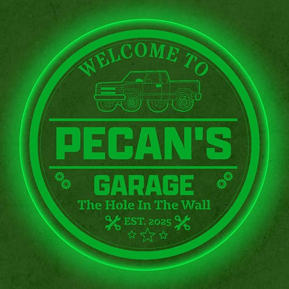 Custom Pickup Truck LED Sign – Personalized Color Changing Acrylic Wall Decor for Garage, Shop, or Man Cave (Garage 2, 20 INCHES)