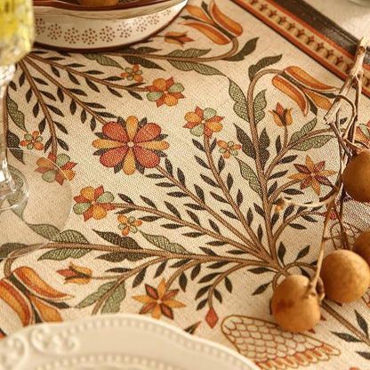 Decorative Linen Table Runner 71 Inches Long,Floral Print Rustic Runner for Table Decor Tabletop Table Runners for Kitchen,Dining,Tea Party,Home,Christmas,12"*71"