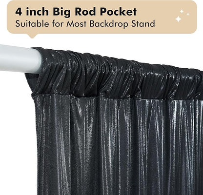 30ftx10 ft Black Glitter Sequin Backdrop Curtain for Parties, Wrinkle Free Sparking Backdrop Drapes, 6 Panels 5x10ft Shimmer Photo Back Drop Cloth for Wedding Birthday Photography Background