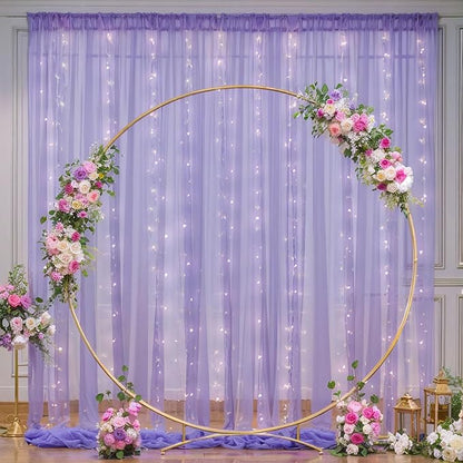 10x10 Purple Tulle Backdrop Curtains for Parties, Sheer Backdrop Curtain Wedding Photo Background Drapes for Baby Shower Photography Birthday Party