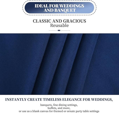 12 Packs 90 x 132 Inch Tablecloth, Navy Blue Polyester Table Cloth for 6ft Rectangle Tables, Stain and Wrinkle Resistant Washable Fabric TableCover for Wedding Banquets Parties Buffet Dining Table