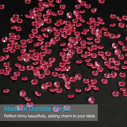 PATIKIL 4000 Pcs Wedding Table Scatter Confetti Crystals 6mm Acrylic Diamonds Vase Fillers Gems for Table Centerpiece Decorations Party Vase Beads, Rose Red