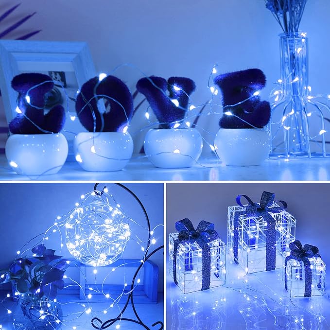 kolpop 30 Pack LED Fairy Lights Battery Operated, Mini Twinkle String Lights Battery Powered Waterproof for Christmas Mason Jars Party,Blue