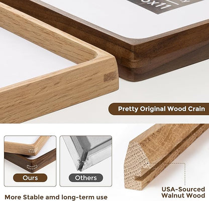 12x18 Frame USA-Sourced Natural Oak Wood Solid Wood Photo Frame Handcrafted Rounded Corner with Mat to 8x12 Picture Display with Real Glass Family Picture, Wedding Photo, Certificate