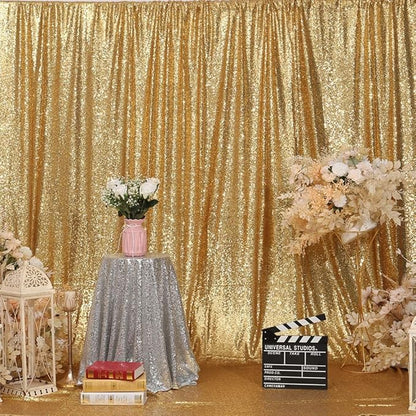 Poise3EHome Gold Sequin Backdrop,8FT x 8FT Sequin Photography Backdrop Curtain for Party Decoration