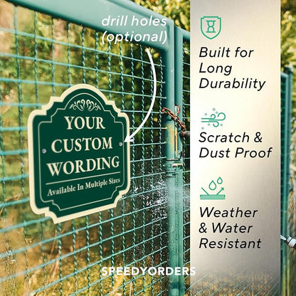 Custom Decorative Outdoor Metal Sign - Personalized Aluminum Driveway Sign, Waterproof, Made in USA - Design 2 Forest Green 24x24 In