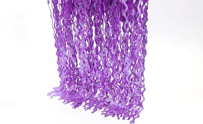 4 Pack Sparkle Wavy Purple Tinsel Curtain Party Backdrop - 3.3X6.6ft Foil Fringe Curtain Party Photo Booth Streamers for Mermaid Euphoria Themed Decorations