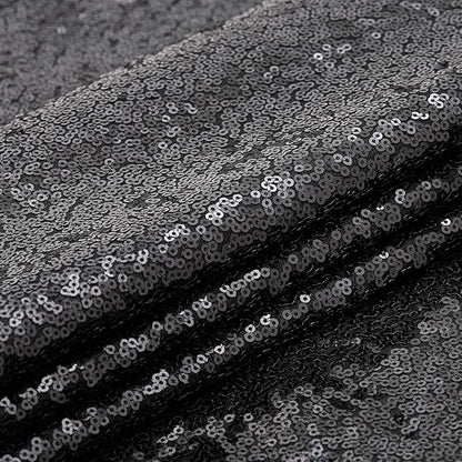 Black Backdrop for Halloween Decorations: Sequin Photo Curtains 10ft x 10ft Glitter Fabric for Wedding Party Baby Shower