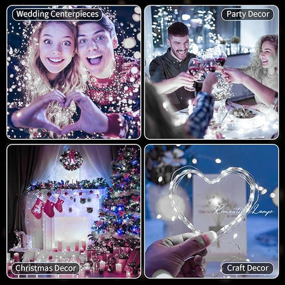 30 Pack LED Fairy Lights Battery Operated,3 Features Blinking Slowly Blinking & just on 7FT 20 LED Waterproof Mini Twinkle String Lights for Wedding Party Christmas Decorations,White
