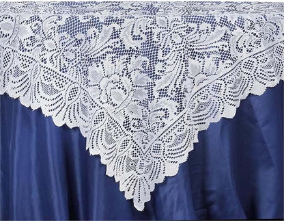 Efavormart 54" x 54" White Jolly Good Lace Table Overlay for Table Decoration