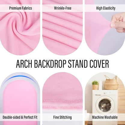 LEBENGURU Upgraded 7.2FT Wedding Arch Cover, Light Pink Spandex Fitted Arch Backdrop Cover, Round Top Chiara Stand Covers for Birthday Party Baby Shower Banquet Balloon Décor