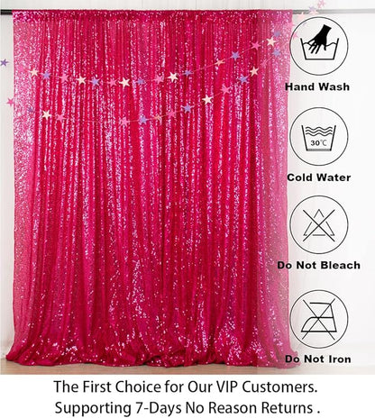ShinyBeauty 10x10FT Fuchsia Sequin Backdrop - Hot Pink Glitter Photography Background for Wedding, Birthday, Baby Shower Party Decorations