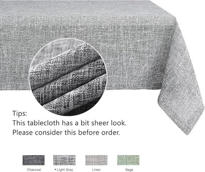 maxmill Flaxy Faux Linen Tablecloth with 2-Tone Slubby Texture Wrinkle Free Anti-Shrink Soft Table Cloth for Kitchen Dining Tabletop for Outdoor and Indoor Use Rectangle 60 x 84 Inch Light Grey