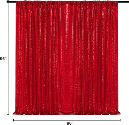 JYFLZQ Red Sequin Backdrop Curtains 8ft x 8ft 1 Panel Glitter Photo Booth Backdrops Sparkly Photography Background Drapes for Parties Wedding Bridal Showers