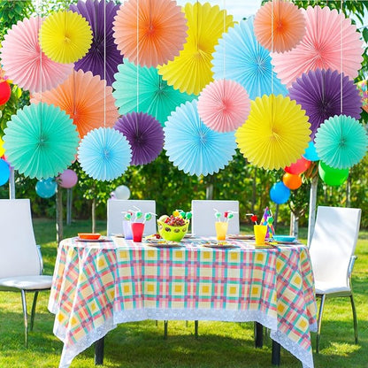 MotiMind 24 Pcs Pastel Paper Fans Pink Peach Party Decorations Classroom Decor Wall Background Ceiling Hanging Decoration for Birthday Wedding Baby Bridal Shower Engagement Party Decor