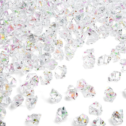 DomeStar Dazzling Fake Ice, 150PCS Sparkling Fake Diamonds, Iridescent Clear Gem Stones Vase Fillers DIY Crafts Wedding Table Scatter Decoration