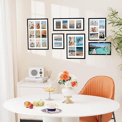 Vittanly 14x20 Collage Picture Frame, Displays 9Pcs 4x6 Pictures with Mat, Picture Frames Collage Wall Decor for Horizontal or Vertical Display, Black, 1 Pack