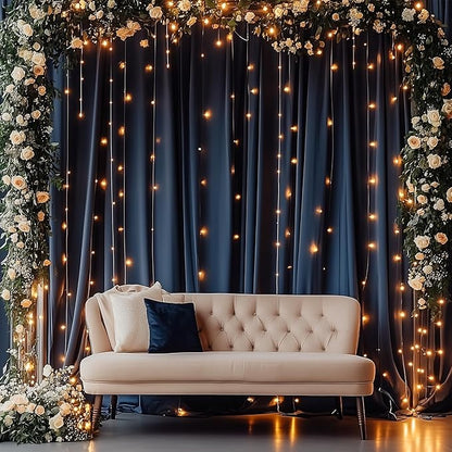 10ftx12ft Wrinkle Free Navy Blue Backdrop Curtain, 2 Panels 12FT Height Navy Blue Wedding Backdrop Drapes, Silky Polyester Back Drop Cloth for Birthday Photography Background Party Backdrop Draping