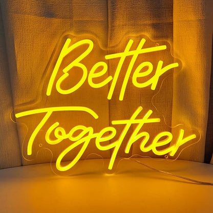 Better Together Neon Sign Better Together Wall Decor, Wedding Neon Sign Light up Wedding Sign for Wedding Banquet Couple Party Bedroom Bar Decoration, 11.7"" x 15.7""