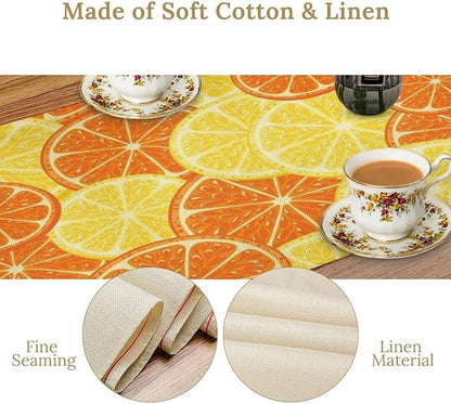 Orange Lemon Table Runner Spring Summer Orange Lemon Slices Botanical Fruit Dinner Runner for Farmhouse Baby Shower Party Holiday Home Kitchen Dining Table Decor 13x108