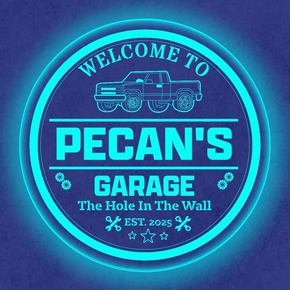 Custom Pickup Truck LED Sign – Personalized Color Changing Acrylic Wall Decor for Garage, Shop, or Man Cave (Garage 2, 16 INCHES)
