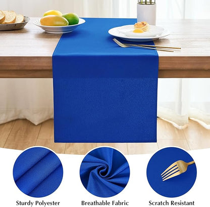 2 Pack Blue Table Runner 12 x 90 Inch Solid Color Farmhouse Runners Coffee Table Dresser for Daily Party Home Decoration
