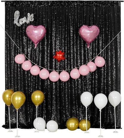 Poise3EHome Black Sequin Backdrop,8FT x 10FT Sequin Photography Backdrop Curtain for Party Decoration