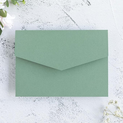 20 PCS Sage Green Tri-fold Laser Cut Wedding Invitation Pockets for 5x7 Wedding Cards Bridal Shower Engagement Quinceanera Invitation