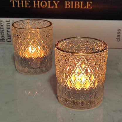 SHMILMH Clear Tealight Candle Holders Set of 24, Glass Votive Candle Holders with Rim for Wedding Table Centerpiece Birthday Party Christmas Decor