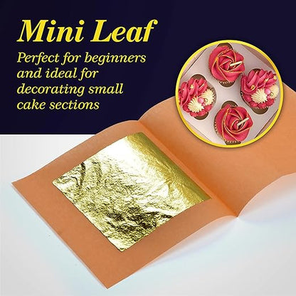 Barnabas Blattgold Edible Gold Leaf 24K - Cake Decorations, Loose Gold Leaf Sheets for Cupcakes - 1.5 inches, Interleaf of 48