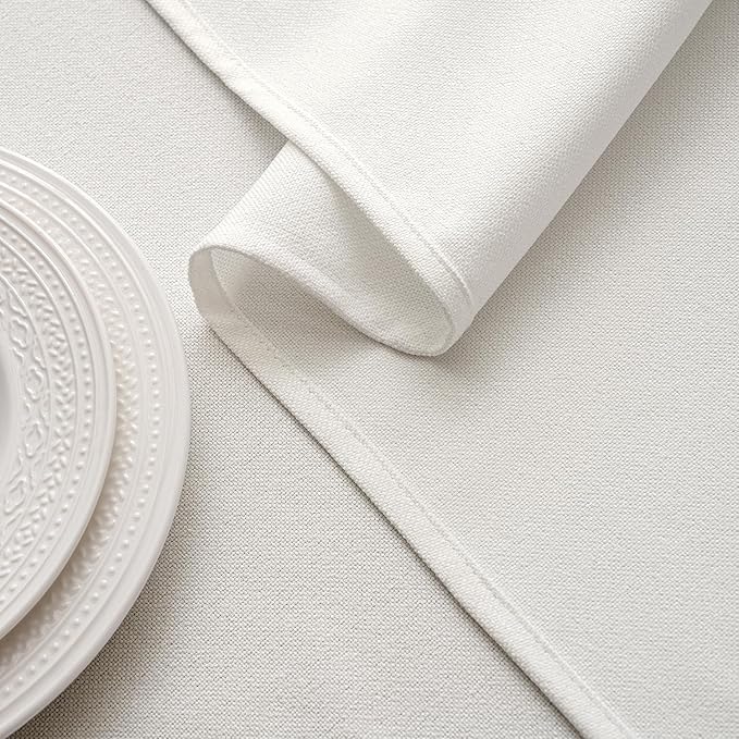 MIULEE White Linen Tablecloth 60x104 Inch Rectangle Table Cloth Waterproof,Stain Resistant & Wrinkle Resistant for Dining Party Wedding