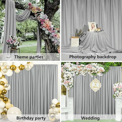 10 x 7 Feet New Dark Grey Backdrop Curtain for Partie, Background Curtains for Photoshoot, Birthday, Wedding, Halloween, Thanksgiving, Christmas, New Year Party Decorations 5Ft x 7Ft, 2 Panels