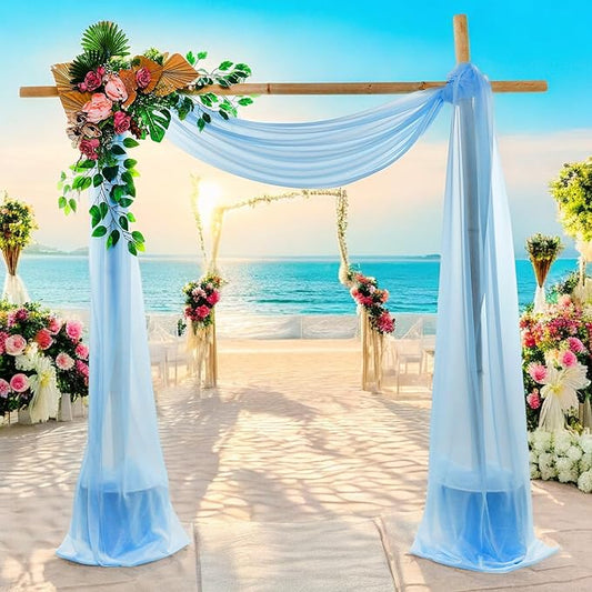 MDS Halloween Chiffon Draping Fabric - 2 Panel, 30" Wide x 20ft Long - Sheer Spooky Arbor & Canopy Drapery for Haunted House Backdrops, Party Ceilings, DIY Costumes & Themed Events - Turquoise